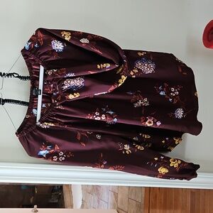 Ann Taylor Maroon Floral Top